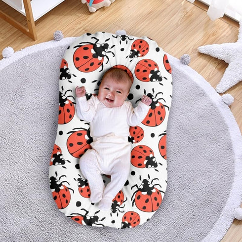 Daulesho Red Ladybug Bassinet Sheets Hand Drawn Cartoon Ladybird Soft and Breathable Material, Baby Crib Sheets