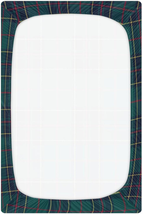 Cozy 28x52 inch Kigai Red Blue Green Plaid Crib Sheet for Boys and Girls Jersey Knit Fitted Baby Sheet for Standard
