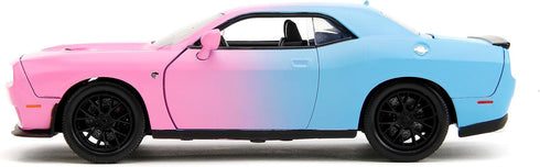 Pink Slips 1:24 2015 Dodge Challenger SRT Hellcat Die-Cast Car, Light Blue/Pink