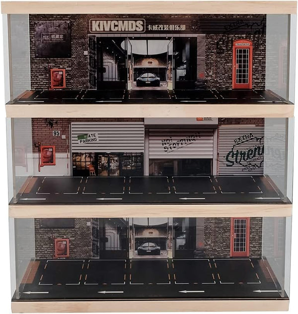 3-Tiers Vehicle Model Display Case 1:64 Scale for Sports Car and Lego Collectors, Alloy Car Model Toy Stand