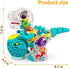 Nenekal Electric T-REX Dinosaur Toy with Transparent Gears, LED Lights, Music, Moving Wheels, STEM Toys for Toddlers
