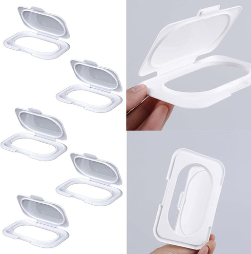 YTRUOYI 5 Pack Packs Countainer Wipe Holder Wipes Flip Lid Reusable Wipe Dispenser Cover Travel Wipes Case for Water