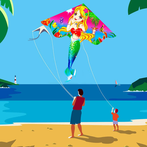 HENGDA KITE Beautiful Mermaid Kite for Kids, Easy to Fly and Assemble