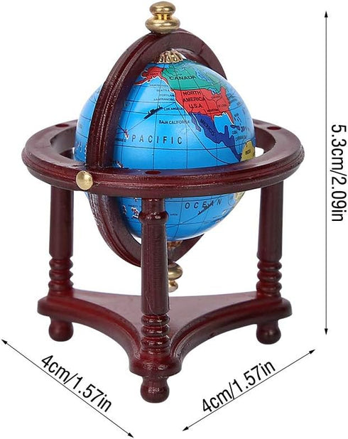 Dollhouse Mini Globe Decoration, Exquisite Appearance, Safe Rotatable for 1/12 Scale Doll (Mahogany)