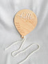 Kemmintvn Wooden Newborn Announcement Ornament, Hello World Balloon Sign with Hanging Rope, Birth Details Wood