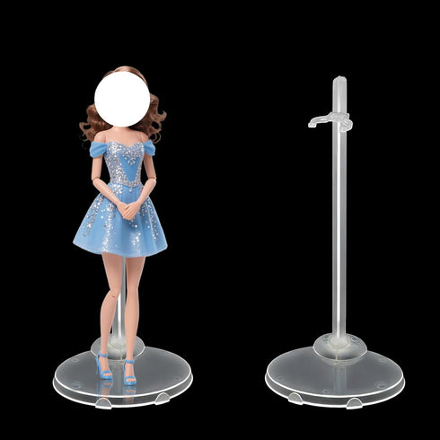 Zilphoba 12-Pack 8-12 Inch Adjustable Doll Stands for Dolls, Clear Plastic, Hobby Figure Display Stands