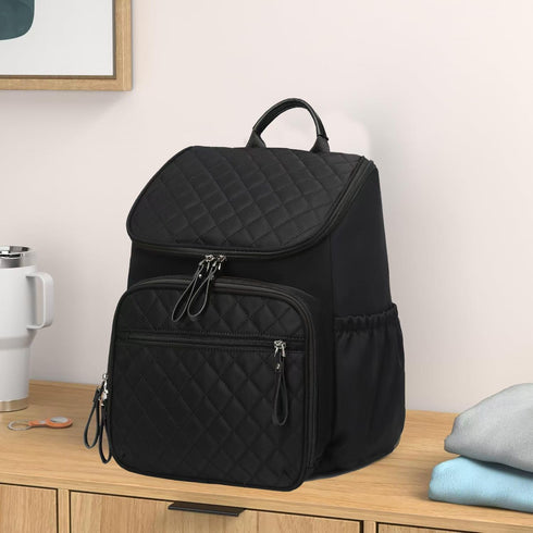Backpack LORADI Lightweight Diaper Bag with Stroller Clips, Insulated Pockets, Baby Shower Essentials (Nylon, Black)