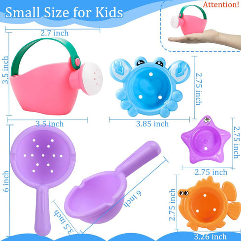 6Pcs 1-3 Babies12-18 1 2 3 4 5 6 Toddler Bath Toys for Kids Ages Bath Toys for Months Water Can Bathtub Toys for Kids