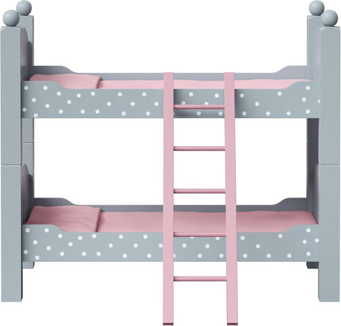 18 in. Doll Wooden Convertible Bunk Bed - Olivia's Little World, Gray with White Polka Dots and Pink Accents