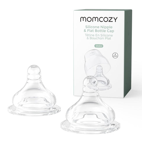 Momcozy Soft Baby Nipple Premium Natural Flow Silicone for Wide-Neck Bottles, BPA-Free,