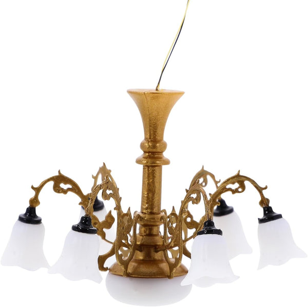 Angoily Miniature Chandelier Light 1/12 Scale Dollhouse Ceiling Lamp Mini Lamp Decoration
