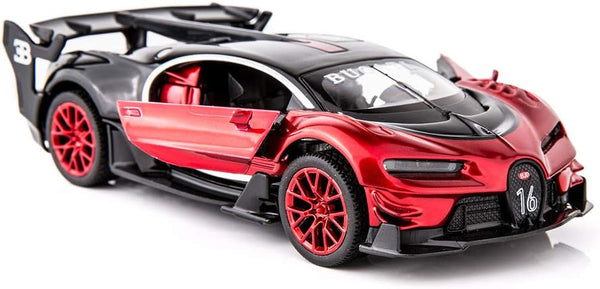 BDTCTK Bugatti Vision GT Supercar 1/32 Zinc Alloy Die Casting Pull Back Car Model Toy with Sound and Light (Red)