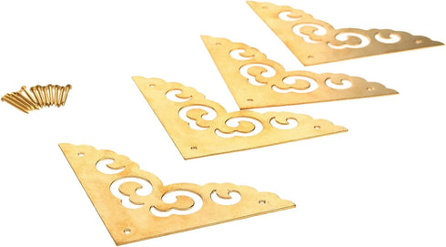 4Pcs 2.5" Album dophee Brass Flat Corners Bracket, Retro Table Corner Cover Protectors for Box Cabinet Desk Book Frame