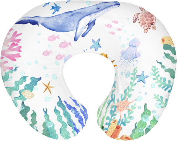Colorful Ocean Animals Baby Nursing Pillow Covers for Boy Girl Whale Turtle