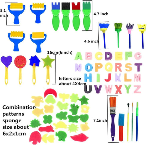 Paint Brushes for Kids with No Spill Paint Cups and Art Smock, 100PCS Brush Set for Toddler Watercolor and Acrylic Paint