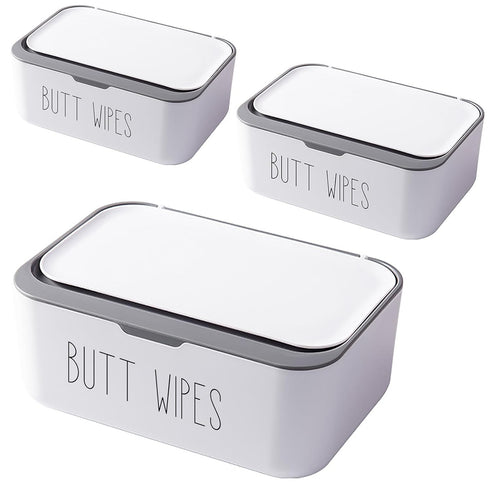 illikkuyax 3 Pack Flushable Butt Wipes Dispenser for Bathroom Toilet Wipes Container for