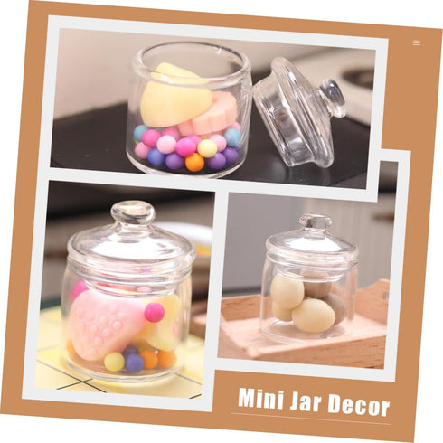 Artibetter 2 Pcs Miniature Jar 1:12 Doll Glass Jars with Lids, Miniature Glass Bottles for Doll House