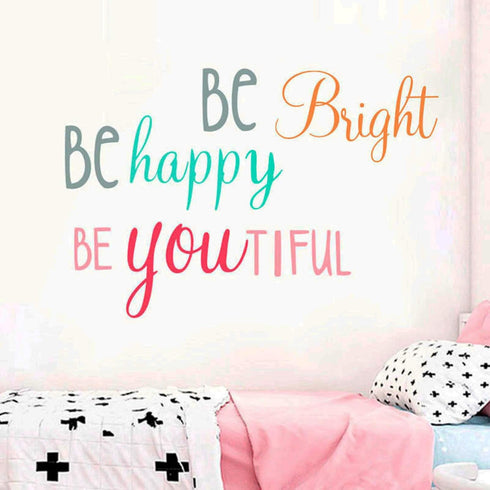 Inspirational Wall Decor Quotes for Boy Girl RoomBe Bright Be Happy Be Yout iful Decor for Living Room Bedroom