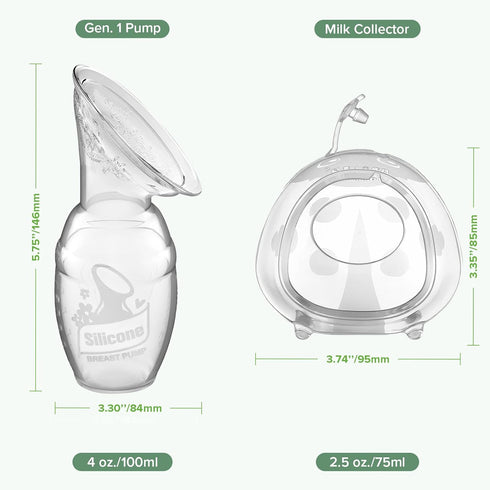 4oz/100ml 2.5oz/75ml haakaa Manual Breast Pump for Breastfeeding and Ladybug Milk Collector Combo, Food-Grade Silicone