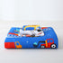 Set 4 Set Blue Cartoon Car Construction Toddler Bedding for Boys, Piece Reversible Truck Lightweight Toddler Comforter