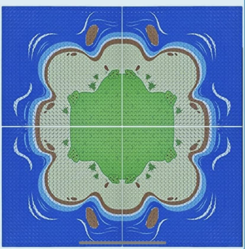 General Jim's Full Set Blue Beach and Water Road City Baseplates for Building Blocks Bricks