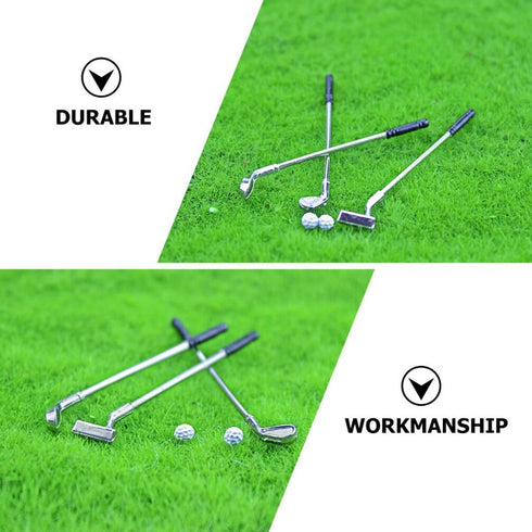 jojofuny Miniature Golf Club Balls Set, 1 Set of Dollhouse Golfing Club, Mini Golf Clubs for 1:12 Scale Dollhouse