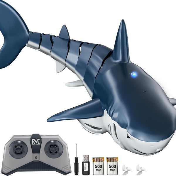 TEMI Remote Control Shark Toys, 1:18 High Simulation Scale Fish with Light