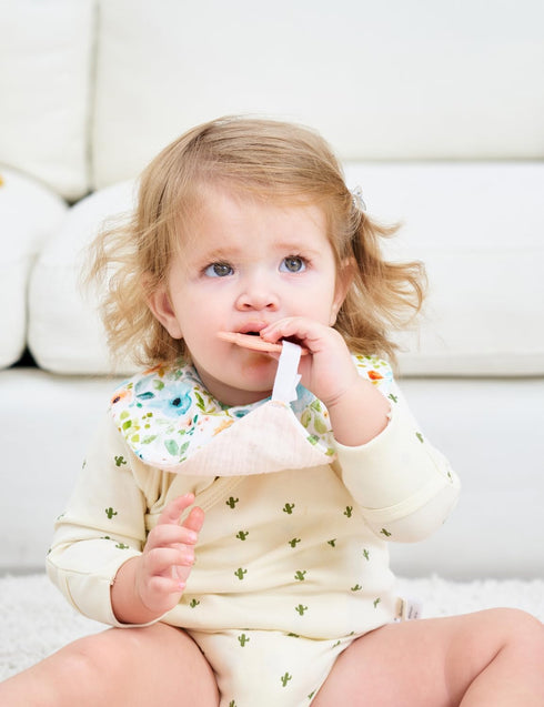 Baby Bandana Drool Bibs 6-Pack and Teething Toys 6-Pack - Made with 100% Organic Cotton, Absorbent and Soft