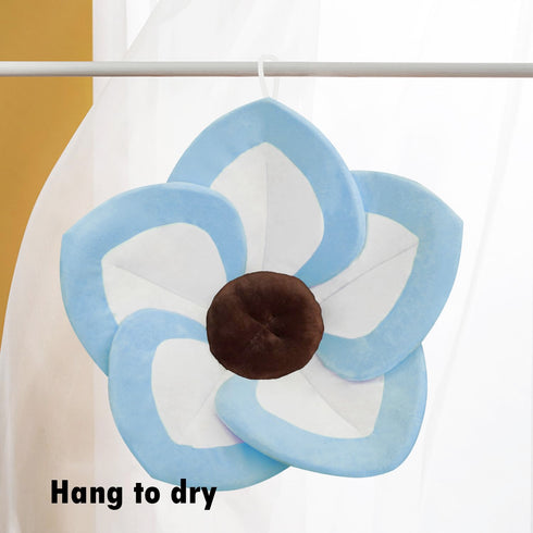 Flower Baby Bath Pad, Infant Bathtub Mat for Bathtub Tub Sink (White Blue)