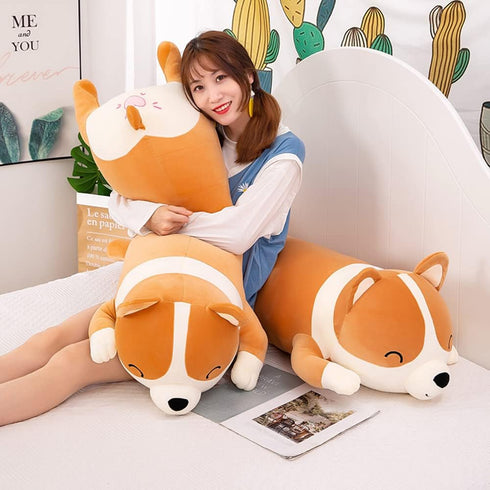120cm Plush Long Corgi Toy, Cute Soft Stuffed Animal Corgi Doll, Kids Plush Pillow Gift for Kids and Girls (Yellow)