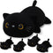 SQEQE Black Cat Mommy Stuffed Animal with 4 Babies Cat in her