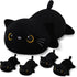 SQEQE Black Cat Mommy Stuffed Animal with 4 Babies Cat in her