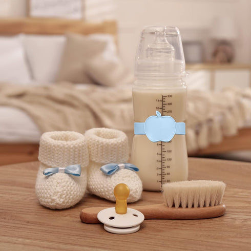 Fuutreo 16 Pcs Baby Bottle Labels for Daycare Labels Reusable Waterproof Silicone Name Bands Writable Baby Bottle Name