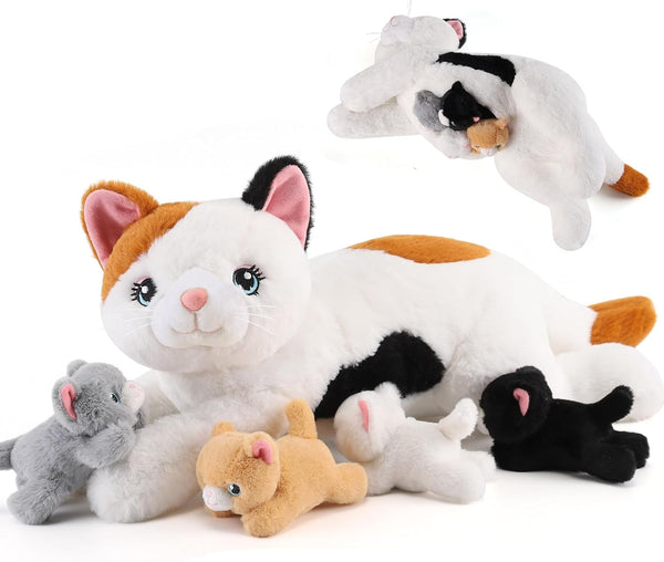 gnomantic 5 Pieces Cat Stuffed Animals with Babies Inside Belly - 1