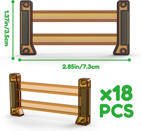 18pcs Oriate Farm Animals Fences Magnetic Tiles, Magnet Fencing Compatible Garden Farming Zoo Dinosaur, Kids Magnetic