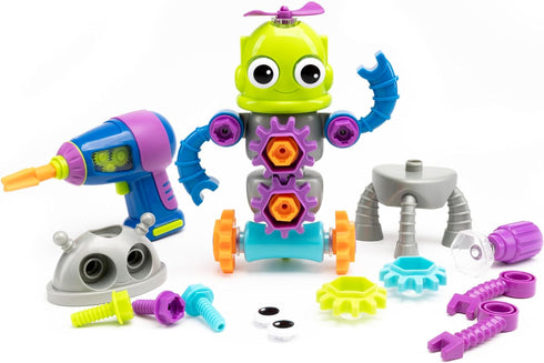 Educational Insights Design & Drill Robot Workshop - Take Apart Toy with Electric Drill, Over 70 Pieces, Toddler STEM