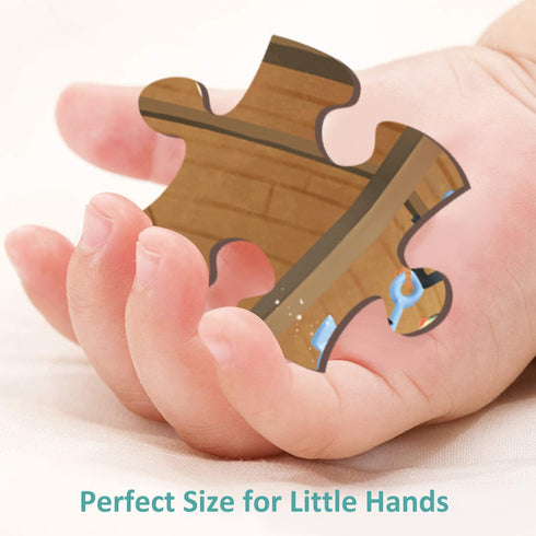 Wooden Noah's Ark Puzzle for Kids Ages 3-5 - 48 Piece with Puzzle Tray, Religious Scene