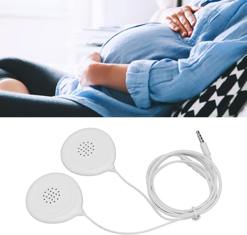Shop Prenatal Belly Headphones for Women - Baby Heartbeat Monitor, Music Splitter & 12 Stickers - White.