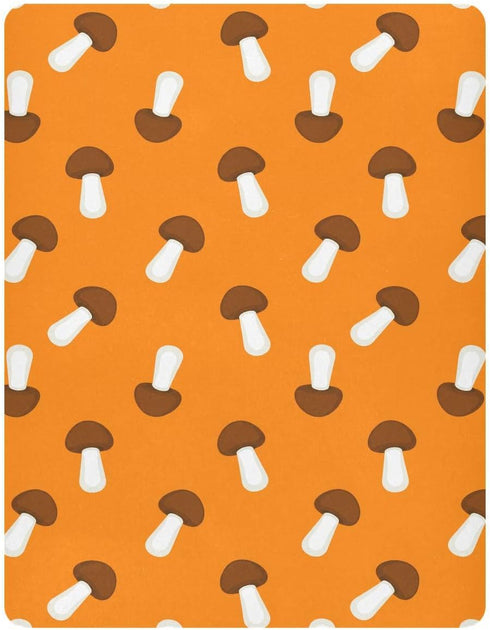 Sinestour Orange Mushroom Baby Crib Sheet Soft and Breathable Crib Mattress Protector for Standard Toddler Bed Sheet