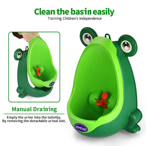 Urinal for Toddlers Boys with Frog Aiming Target - Funny Potty Training (Blue)