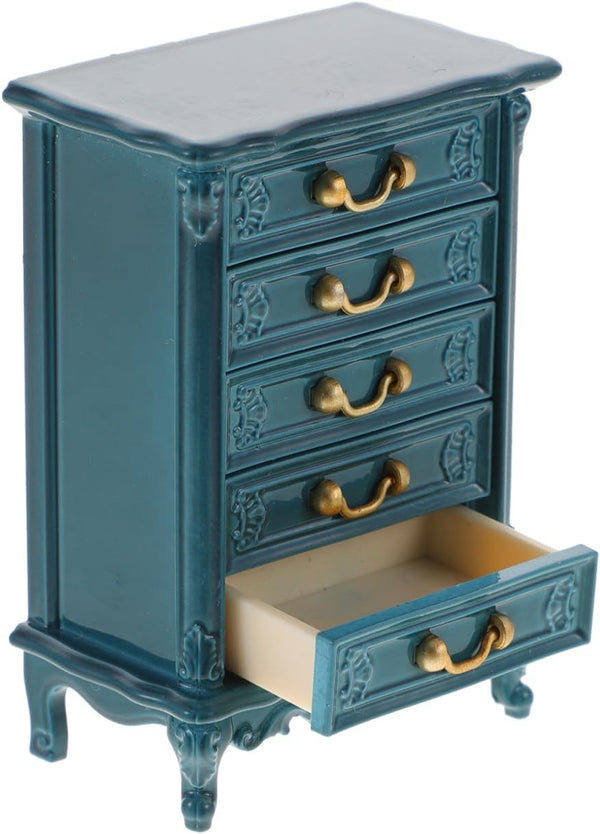 Toyvian Dollhouse Cabinet Miniature Drawer Cabinet 1:24 Scale Mini Wood Cabinet Wooden