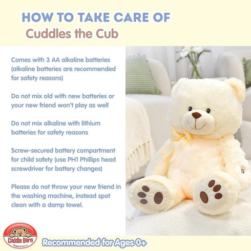 14 inches Cuddle Barn - Nite Brite Pals Cuddles the Cub | Large Glowing Musical Extra Soft Teddy Bear, LED Nightlight