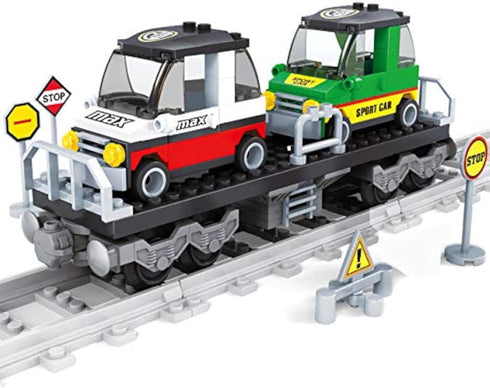 General Jims Railway Flatbed Train Car with Cars Building Block Set, 186