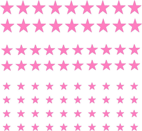 Stars Wall Decal, 78 PCS Pink Stars Wall Sticker for Easy Peel and Stick Kids Room Decoration