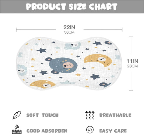 YETTASBIN Bear Muslin Baby Burp Cloth, Super Soft Absorbent Cotton Burp Rag Baby Bibs Feeding Cloth for Newborn Boys