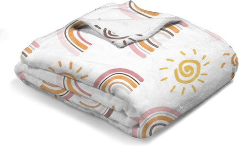 Boho Sunshine Rainbow Baby Blanket for Boys Girls Colorful Rainbow Sun Swaddle Blanket Flannel Soft Breathable Lightweight Receiving Blankets for Nursery Stroller Toddler Bed Carseat Crib 30x40 by Hwmmbh