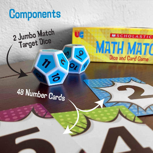 University Games Scholastic Math Match Travel Dice Game for 2 or More Players Ages 5 and Up
