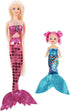 Princess Mermaid Dolls Playset, 12" Fashion Dress Doll with 4" Little Mermaid Seahorse Figurine and Accessories