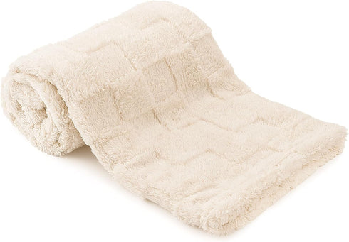 Plush Soft with Square Checkered Baby Blanket,Fleece Infant Toddler Blankets for Girls