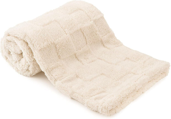 Plush Soft with Square Checkered Baby Blanket,Fleece Infant Toddler Blankets for Girls